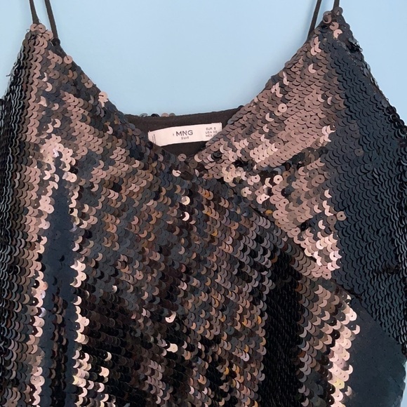 𝅺new Mango Black Sequin Nera Tank Top US XS - Picture 3 of 6